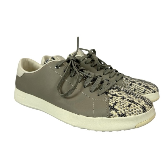 Cole Haan Green and Cream Sneakers with Snakeskin Pattern Size 7 - Picture 1 of 8